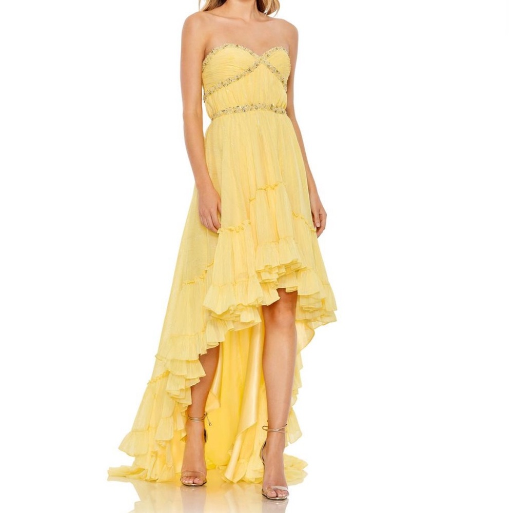 Mac Duggal 68096 - Sweetheart High Low Prom Dress limón